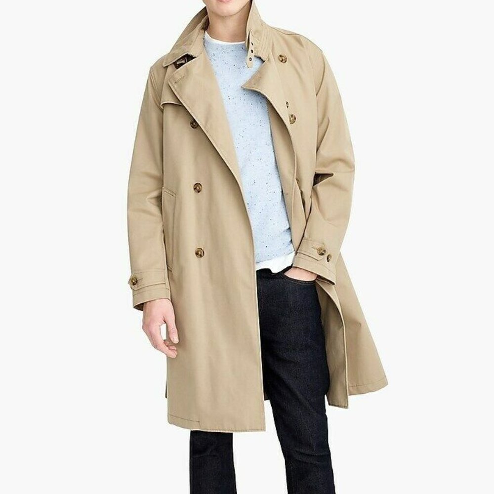 NWT J. Crew Men's tan trench coat